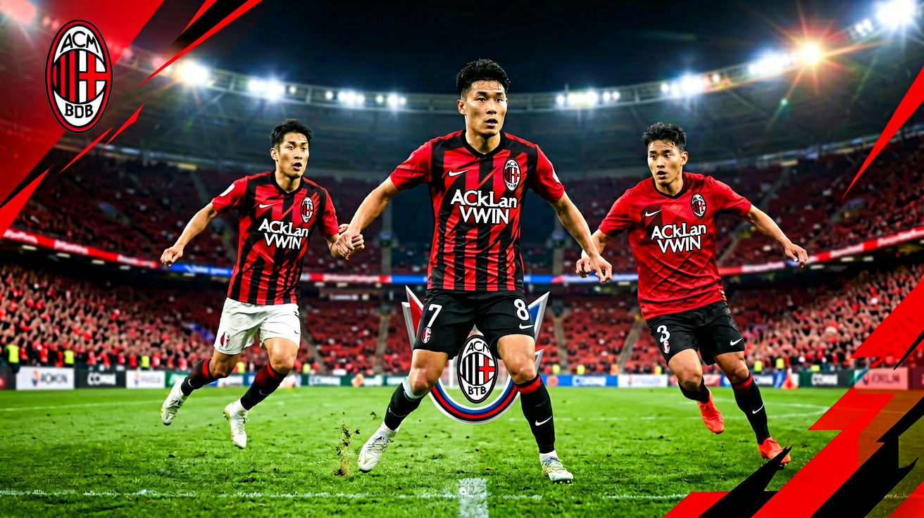AC米兰球队标志性红色黑色元素与德赢品牌联合展示